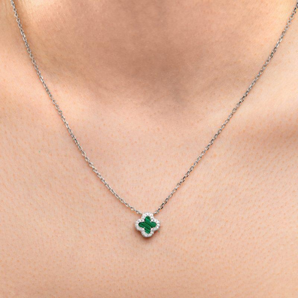  Срібна каблучка в стилі Van Cleef малахіт